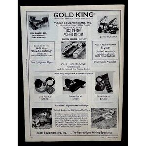 Gold King Dredges Print Ad Vintage 90s Gold Mining Placer Equipment Buckeye AZ